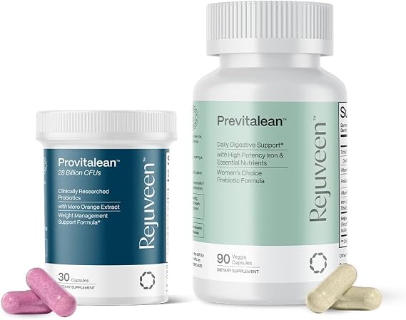 Anti-Rebound Support Duo | Metabolism Support, Cravings Dampener + Prebiotics | GLP-1 Booster to Feel Firmer & Toned | Provitalean 30Ct & Previtalean 90Ct