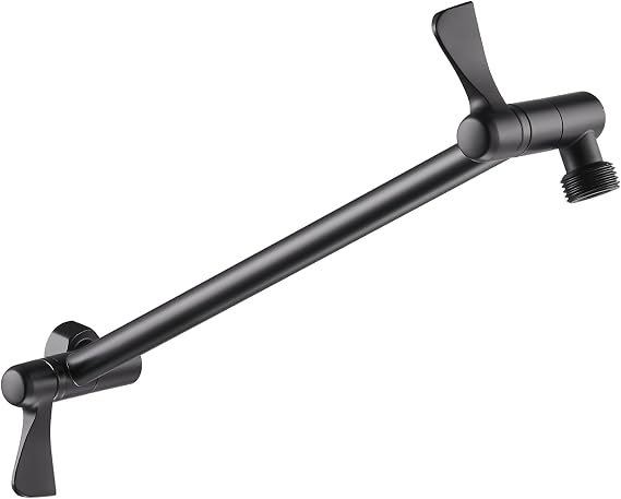 Cobbe 11" Shower Extension Arm, G1/2" Fitted Solid Brass Shower Arm Wall-mounted, 360 Adjustable Angle Rain Shower Head Arm Extender, Matte Black