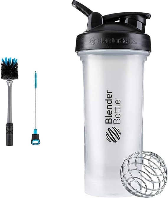BlenderBottle 2-in-1 Shaker Bottle and Straw Cleaning Brush, 1 Pack,Gray & Classic V2 Shaker Bottle Perfect for Protein Shakes and Pre Workout, 28-Ounce