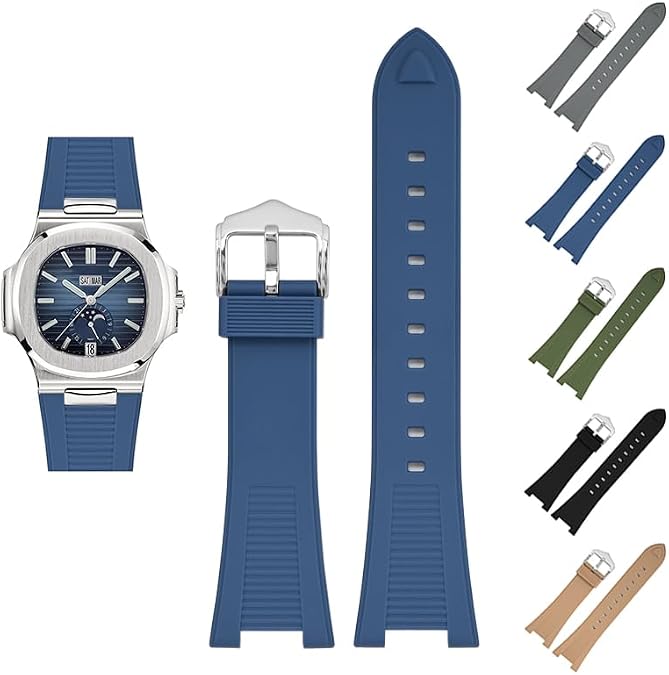 25mm Rubber Band For Patek Philippe Nautilus With Buckle, Rubber Watch Band Straps For Patek Philippe 5711 5712 5980 - Multiple Colors