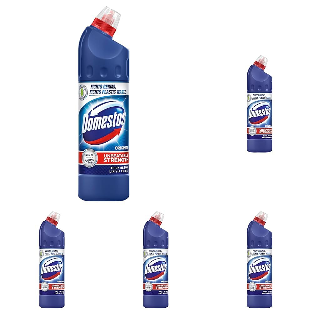 Domestos Original Thick Bleach eliminates 99.9% of bacteria and viruses disinfectant to protect against germs 750 ml Pack of 5