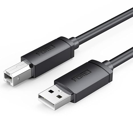 FORE 3m MIDI Cable Type-B for Musical Instrument Compatible with MIDI Keyboard, Electronic Piano/Drum, Synthesizer, Audio Interface for Editing&Recording Track for Studio USB 2.0 Black