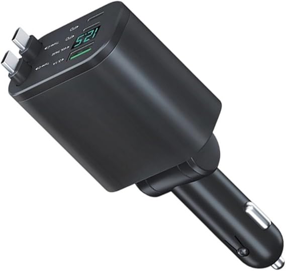 High Power 90W Double Type C Car Charging Adjustable Cable Length Multi Devis Charging Solution for Portable Retractable Car with Double USB C Port