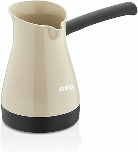 Sinbo SCM-2951 Turkish Coffee Machine 1000W Electric Coffee Pot – 5 Cup Capacity, 400ml Water Tank, Stainless Steel Base, Cream Color