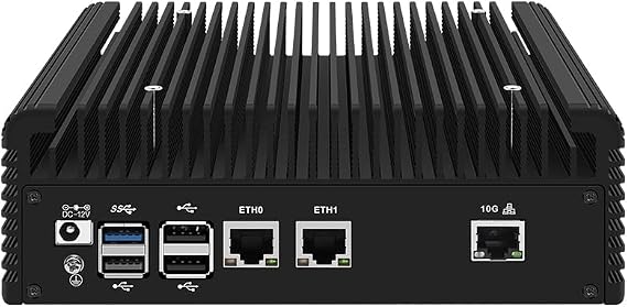 Fanless Mini PC,12th Gen Alder Lake N100 (Up to 3.4GHz) 8GB DDR5 RAM 128GB M.2 NVMe SSD,Firewall Hardware AQC113C-B1-C 10GbE RJ45, 2x2.5GbE LAN OPNsense Appliance,AES-NI, 2HD, TF/WiFi 6,2SATA