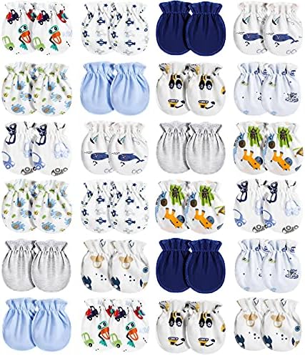 Geyoga 24 Pairs Newborn Baby Mittens No Scratch Mittens Soft Elastic Infant Baby Gloves for 0-6 Months Boy Girl