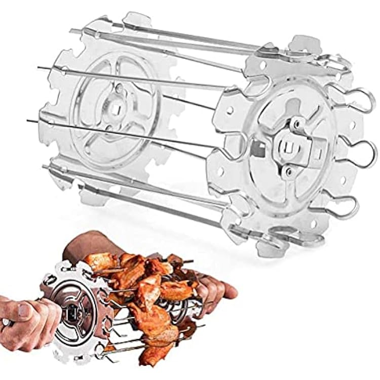 Stainless Steel BBQ Rotisserie Skewer Cage Roaster, 20cm Kebab Maker, Grill Rack for Oven, Barbecue
