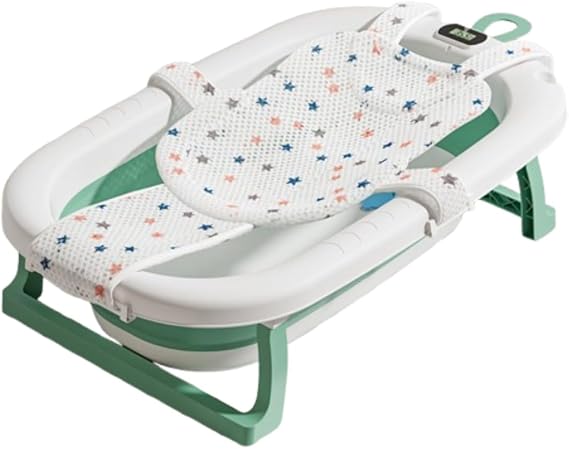 Baby Bath, Folding, Hot Water Thermometer, Anti-slip, Bath Net Set Included, Easy Storage, Babies, Bathtubs, Bathtubs, Sinks, For Newborns, 0-6 Years Old Green