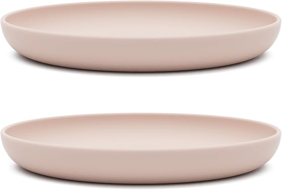 Lalo 2 Pack Silicone Plates with Rigid Core - Non-toxic Grade Silicone Plates for Toddlers and Kids Ages 12 Months+, BPA-Free, Dishwasher Safe, Non-suction