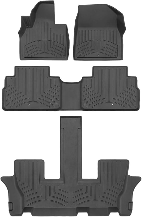WeatherTech FloorLiner HP Custom Fit Floor Mats for Kia Telluride Full Set (441532-1-2-3IM), Black