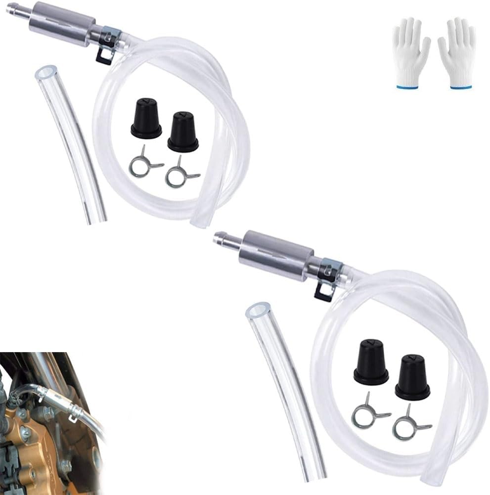 Brake Bleeder Hose - One Way Check Valve Tube Bleeding Tool Kit for Car Motorcyle Clutch, 2025 New Universal Hydraulic Brake Fluid Bleeder, 2 Screw Caps, 2 Spring Clamps2pcs