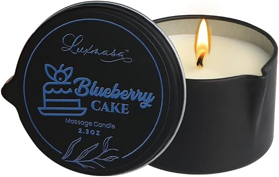 Massage Candle Oil Skin Treatment Blueberry Cake Scent 2.35 oz Gift