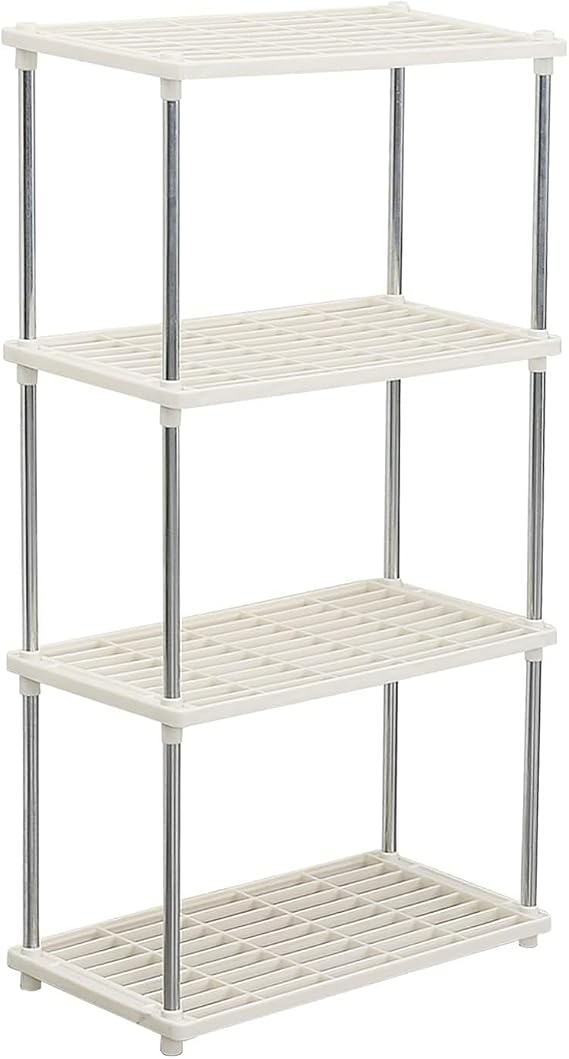 Youyijia 4 Tier Plastic Shelving Units 80.5x41x22cm Storage Shelf Modern Standing Storage Rack for Kitchen Living Room Bathroom