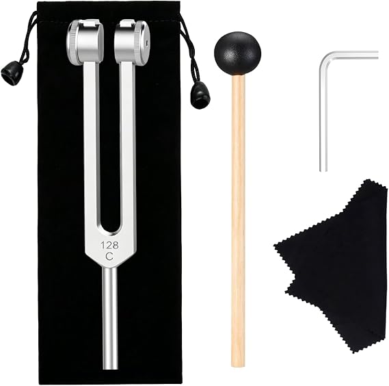 128 Hz Weighted Tuning Fork Medical-Grade Tuning Forks for Healing-Professional Tuning Fork C128 with Mallet Essential Yoga and Meditation Accessories & Sound Healing Instruments