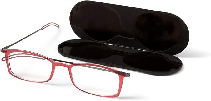 ThinOptics Unisex Adult Glasses Reading, Regular Case / Rectangle Red, 1.50 US