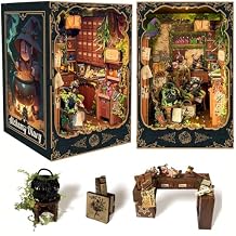 Roroom 3D Puzzles for Adults, Vintage Book Nook Kit with LED Light, Wooden DIY Miniature House Kit for Bookshelf Decor-Creative Crafts for Family and Friends