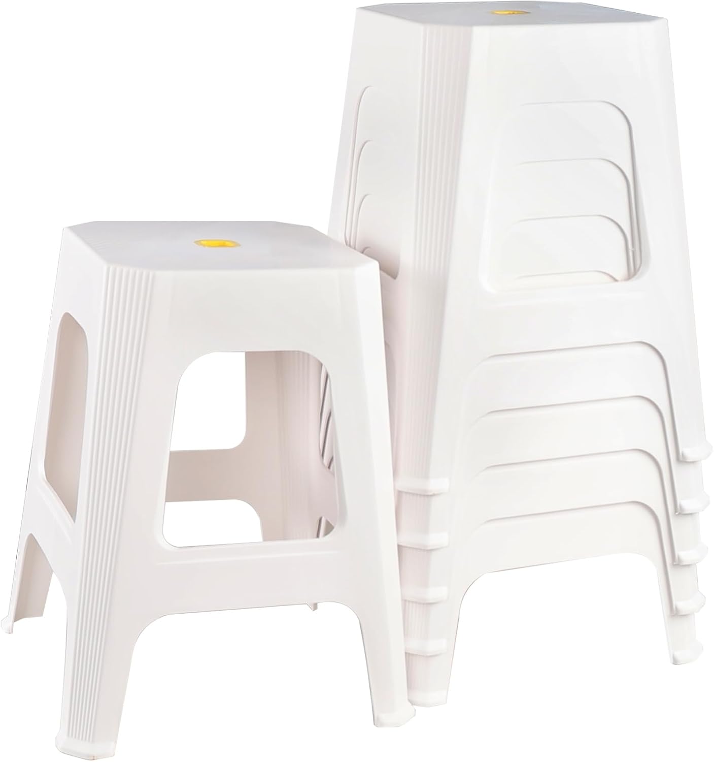 Home Industrial Plastic Barstools, Set of 6 Classroom High Stools, Stackable Stackable Backless Dining Chair for IndoorOutdoor, White