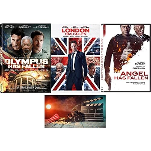 Gerard Butler Triple Feature Olympus Has Fallen, London Has Fallen, Angel Has Fallen 3 DVD Set with Bonus Art Card