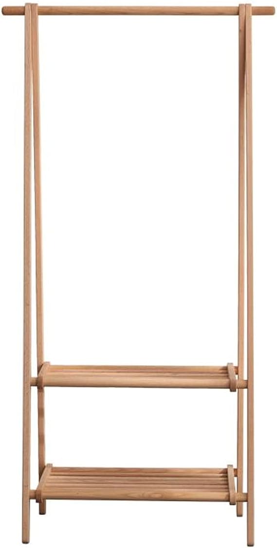 Coat Shelf Simple Household Floor-to-Ceiling Wood Coat Rack Living Room Bedroom Folding Simple Hanging Clothes Rack Coat Rack Stand (1-Medium)