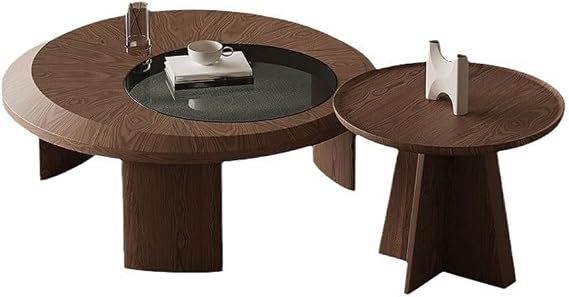 Coffee Tables Simple Living Room Home Round Coffee Table Tempered Glass Smoked Color Bedside Sofa Table