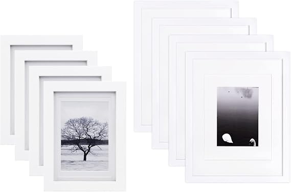 Egofine 5x7/11x14 White Picture Frames Set of 4