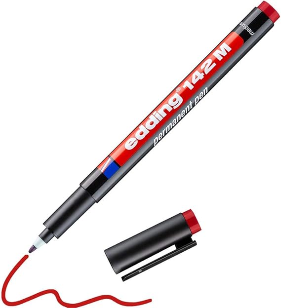 edding 142 M permanent kalem - asetat kalemi - kırmızı - 1 kalem - yuvarlak uç 1 mm