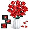 Blumen Bausatz für Erwachsene 634 PCS 12 Verstellbares Blütenblätter & Blätter Rot Rosen Künstliche Flowers Pflanzen für Kinder Weihnachten Muttertag