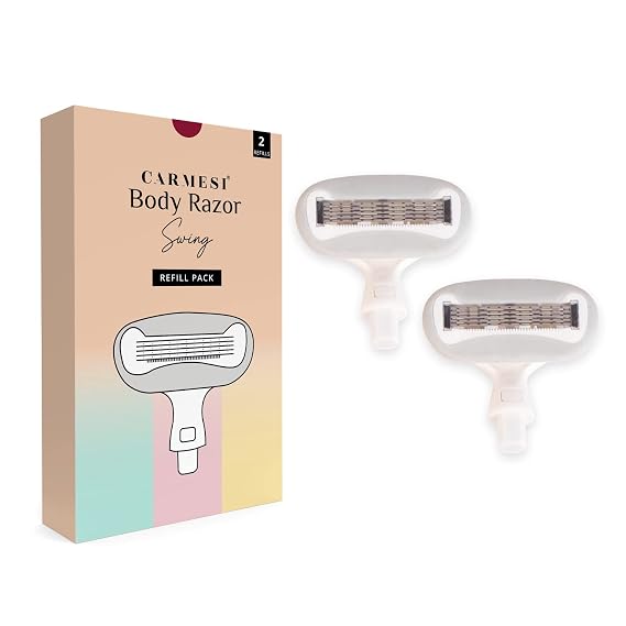Carmesi Body Razor Refills for Women | 5-Blade Precision Shave | 2-Way Pivoting Head Swings Along Curves | Smooth, Gentle Shave | Easy-Replace Cartridges | 2 Count