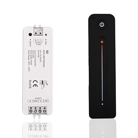 V2+R12 RF CCT LED Controller Magnetic Touch Remote Dimmer for LED Strip | RF Wireless Remote CCT LED Strip Controller Touch Slide Brightness Sensitive Touch Slide Flicker DC 5V-36V 8A