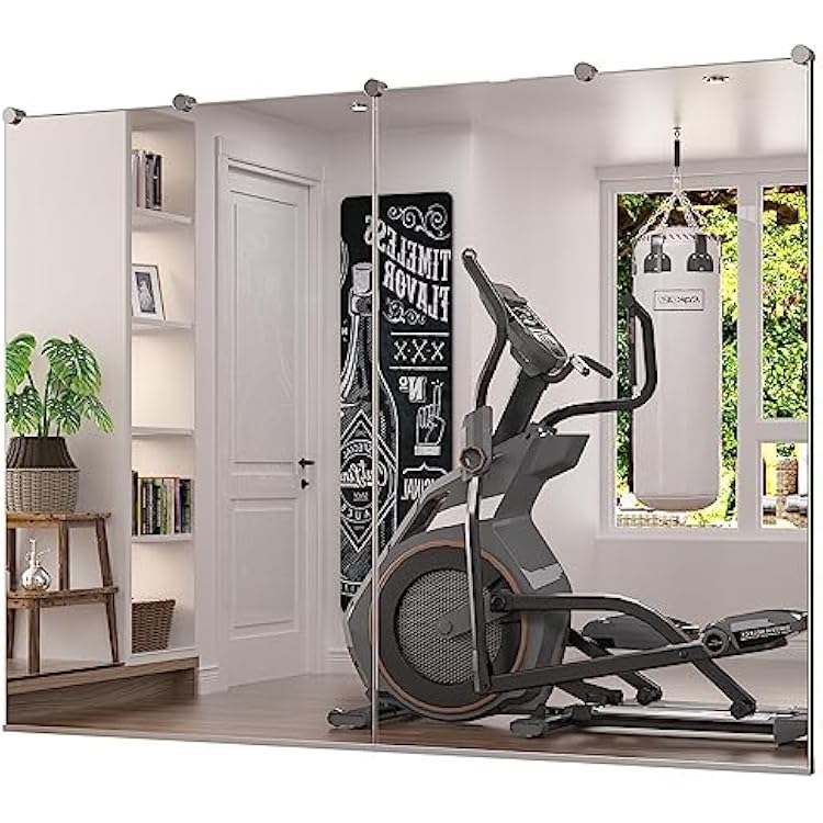 Keonjinn Gym Mirrors for Home Gym Wall Large, 48 x 32 x 2Pcs Full Body Exercise Mirror for Home Gym, Dance Studio, Garage, Acitvity, Fitness