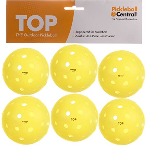 TOP Ball The Outdoor Pickleball - 6 Count - Yellow - USAPA Approved for Tournament Play
