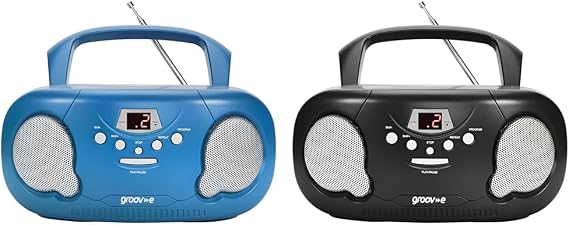 groov-e Orginal Boombox - Portable CD Player with Radio, 3.5mm Aux Port, Headphone Socket & Orginal Boombox - Portable CD Player with Radio, 3.5mm Aux Port, Headphone Socket