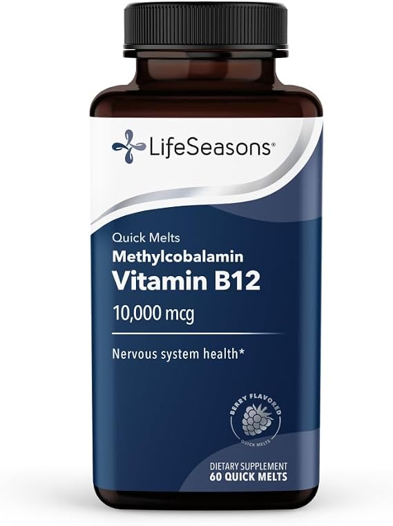 Essentials Vitamin B12 10,000 mcg Quick Melts â Methylcobalamin B12 for Energy Production & Nervous System Support â Berry Flavor â Fast-Dissolving Tablets â 60 Quick Melts 