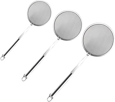 Skimmer Spoon – Stainless Steel Fine Mesh Strainer with Long Handle, 100-Mesh Fat Skimmer for Grease, Foam, Gravy & Hot Pot, Japanese Style SML