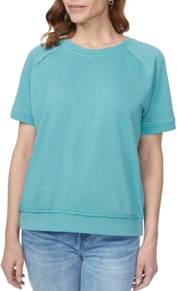 Buffalo David Bitton Women's Effortless Essential Relaxed Fit Short Sleeve Super Soft French Terry Top