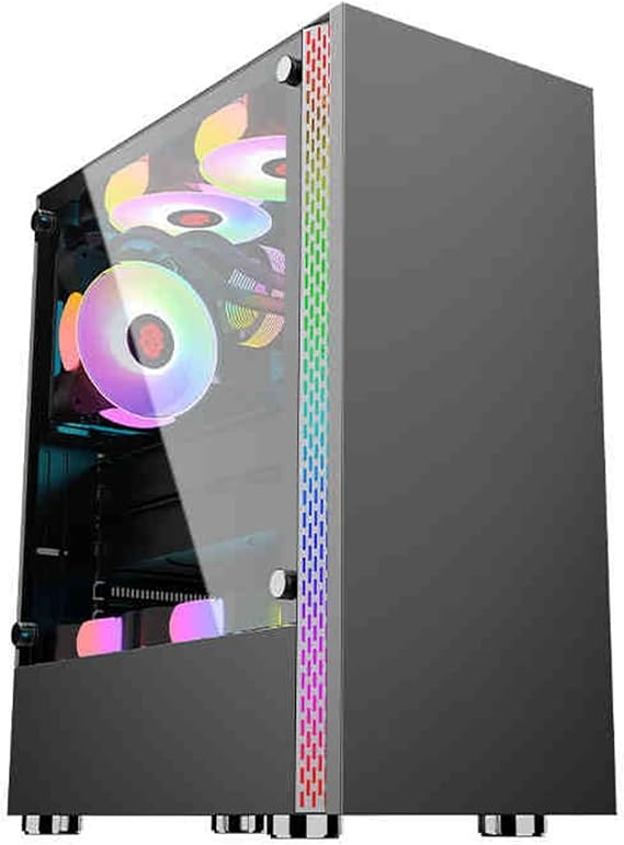 XLTFUC Mid-Tower Computer case ATX, Micro-ATX, Tempered Glass Side Panel, 1 USB3.0, 2 USB 2.0, Supports Water Cooling and can be Installed with 8 Fans(Black)