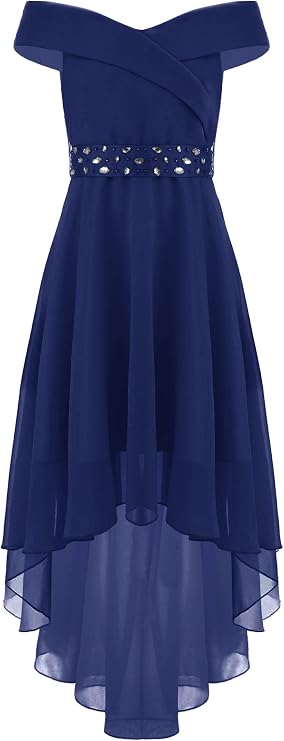 Off Shoulder Dresses for Kids Formal Flower Girl Dresses for Wedding Irregular Summer Sundress