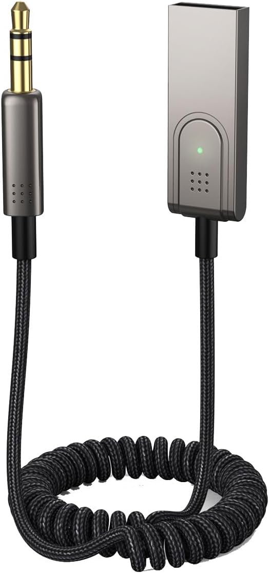 MMOBIEL Bluetooth AUX Adapter USB 3.5mm AUX BT Car Adapter - USB Bluetooth to 3.5mm Jack with Microphone Wireless Receiver for Music and Handsfree Calling