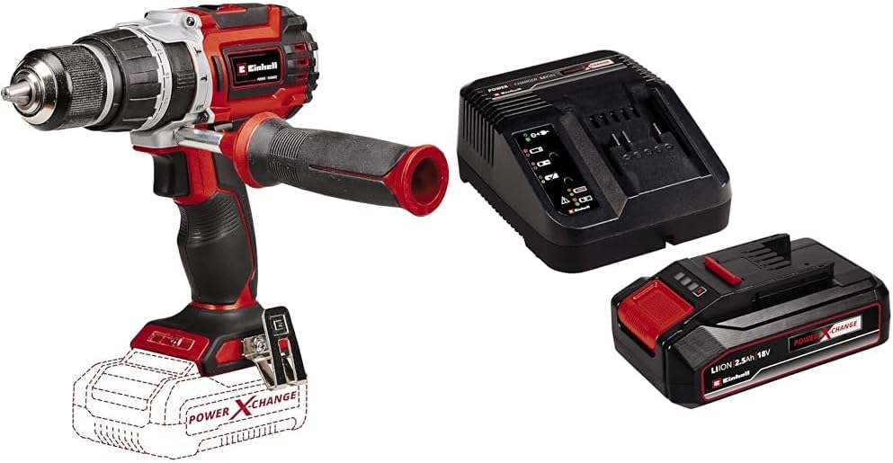 Einhell TP-CD 1860 Li-i BL - Solo, Cordless Impact Screwing and Einhell 18V 2.5 Ah PXC Starter Kit Startup Set