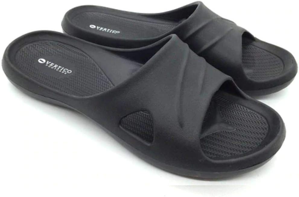 Vertico - Women's V-Spa Shower Sandal | Quick Drying and Comfortable Open Toe Soft Slide On Slippers | Non-Slip Shower Sandals for Indoor & Outdoor | Black (11)