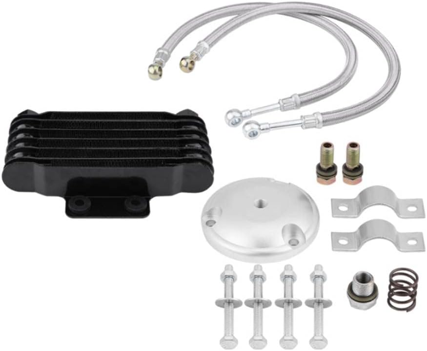 Qiilu Oil Cooler, Motorcycle Engine Oil Cooler Cooling Radiator Kit for Suzuki GN125 EN125 EN150 GZ125 GZ150
