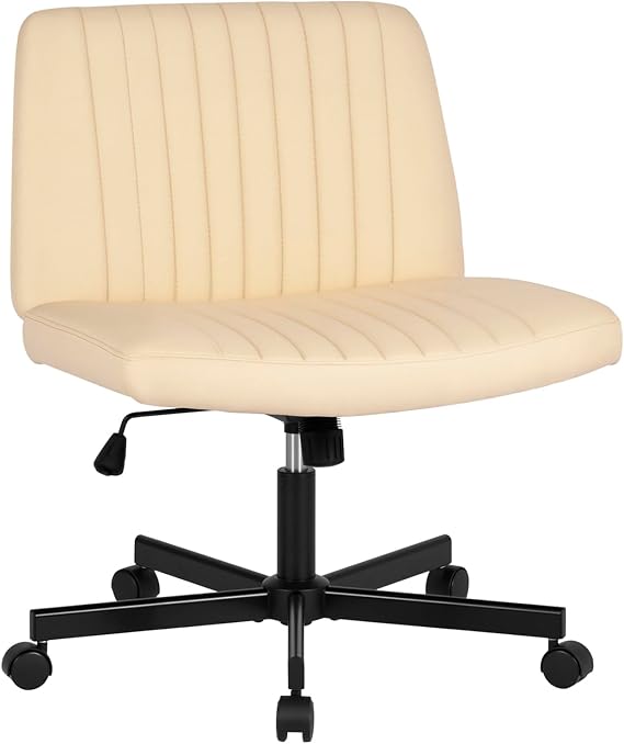 PayLessHere | Criss Cross Chair with Wheels | Beige | Armless Desk Chair