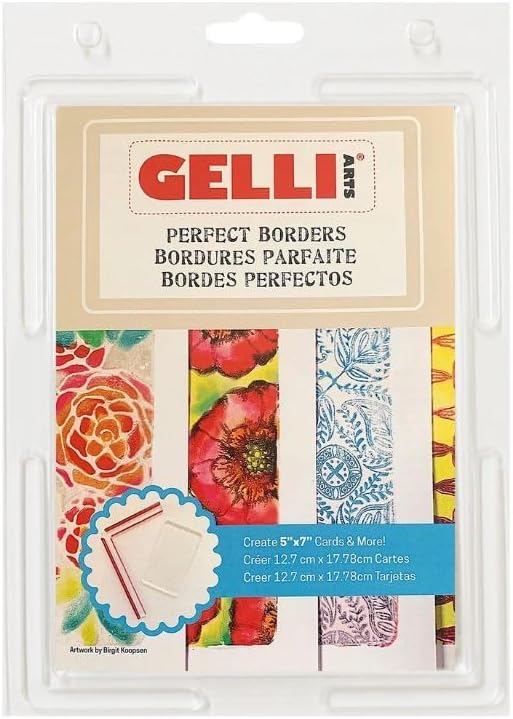 Gelli Arts 5"x7" Clear Perfect Borders Combo Pack - Gel Plate Plus Placement Tool, Monoprinting & Printmaking Supplies for Arts & Crafts
