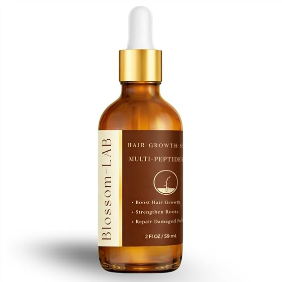 Multi-Peptide Hair Growth Serum | GHK-Cu Tri-peptide | 2 Fl OZ | Advanced Formula with Collagen Peptides, Silk Peptide, Silk Amino Acids, Caffeine, Stinging Nettle Leaves & Rosemary