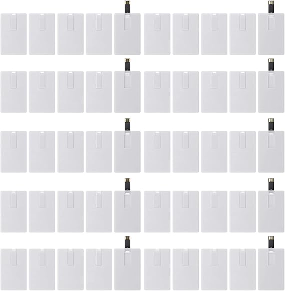 Credit Card USB Flash Drive 1GB 50 Pack Business Card Bank Card Shape Flash Drive Memory Stick Key Credit USB Drive White