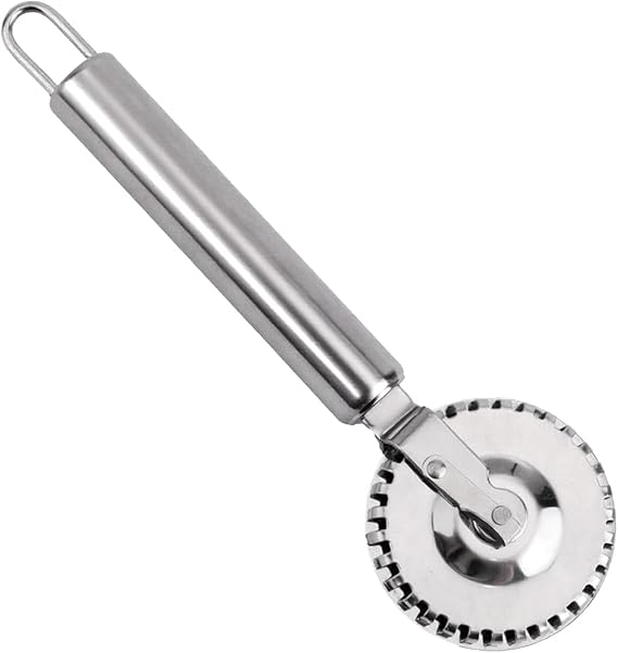Stainless Steel Pastry Cutter Wheel, Fluted Pasta Dough Crimper Ravioli Cutter Maker Tool for Pizza, Noodles, Cookies Pie Crust Versatile Pastry Wheel for Kitchen Baking & Cooking