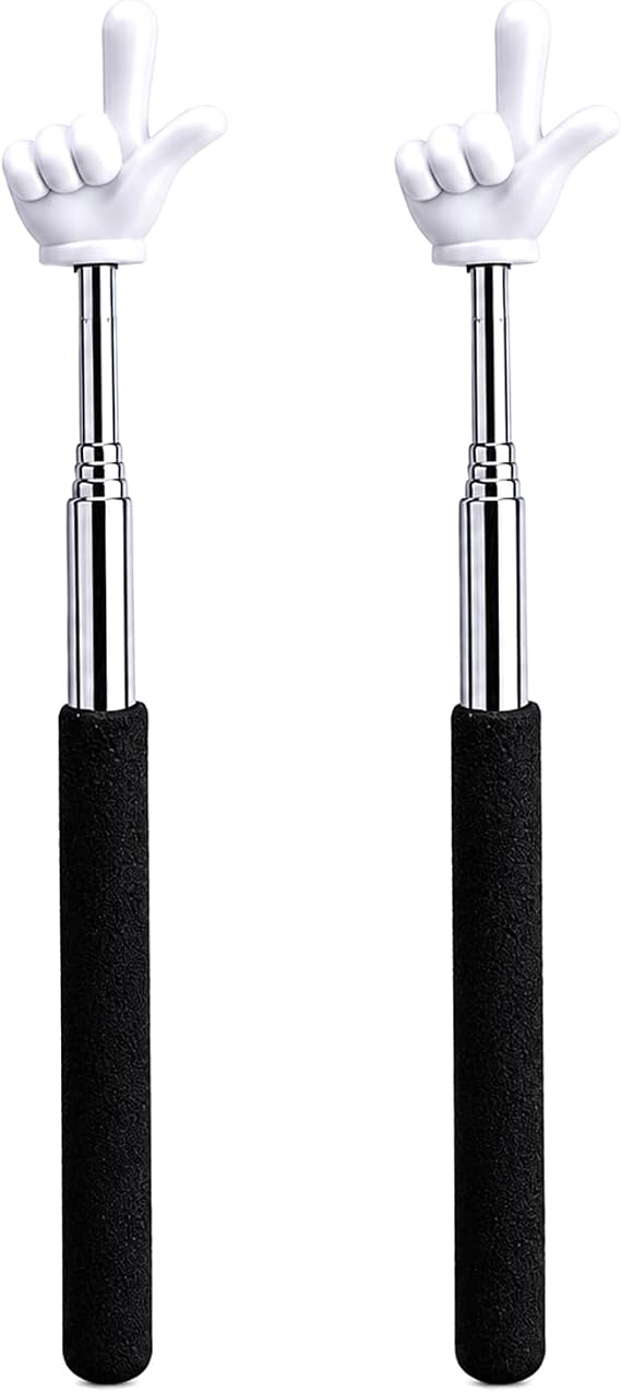 2Pcs Telescopic Teaching Pointer Stick - Retractable Finger Pointing Tool for Classroom Use, Extendable Up to 55 cm, Black