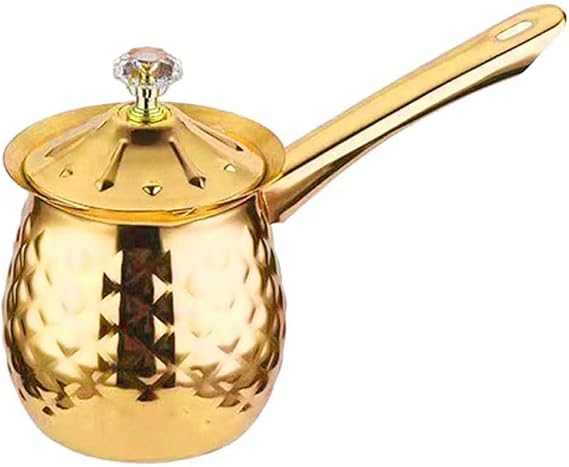 7 Oz Stainless Steel Turkish Coffee Cezve, Gold Ibrik with Handle, 200 Ml