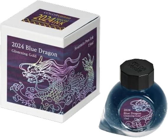 Colorverse 2024 Special Ink - Blue Dragon Glistening Gold (15ml) Fountain Pen Ink