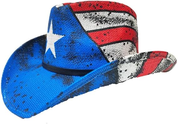 Western Cowboy Hat with Country Flag Design Country Patriotic Style Headwear